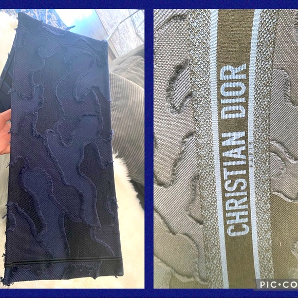 LIKE NEW💯CHRISTIAN DIOR Canvas Embroidered Camouflage Large Book Tote Blue - Picture 15 of 16